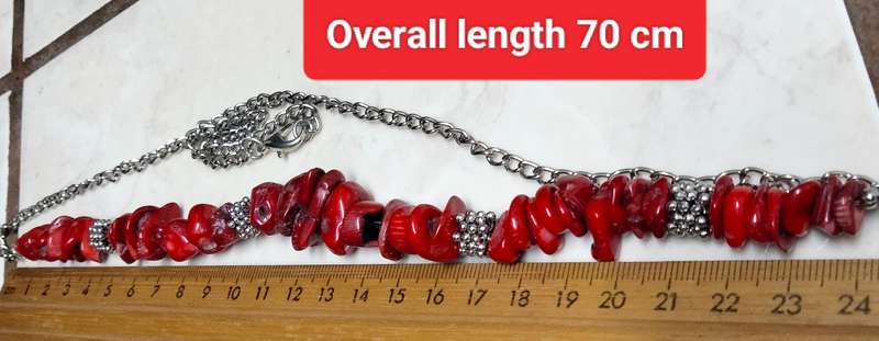 Necklace RED JASPER QUARTZ Acorn red grey quartz veins mix small Chunky semi PRECIOUS GEMSTONE+Chain
