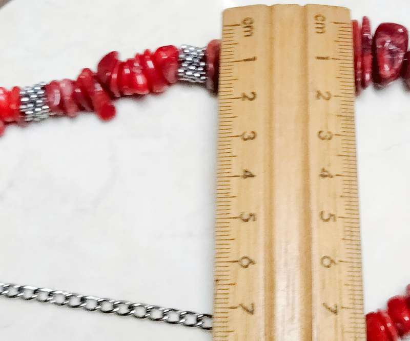 Necklace RED JASPER QUARTZ Acorn red grey quartz veins mix small Chunky semi PRECIOUS GEMSTONE+Chain