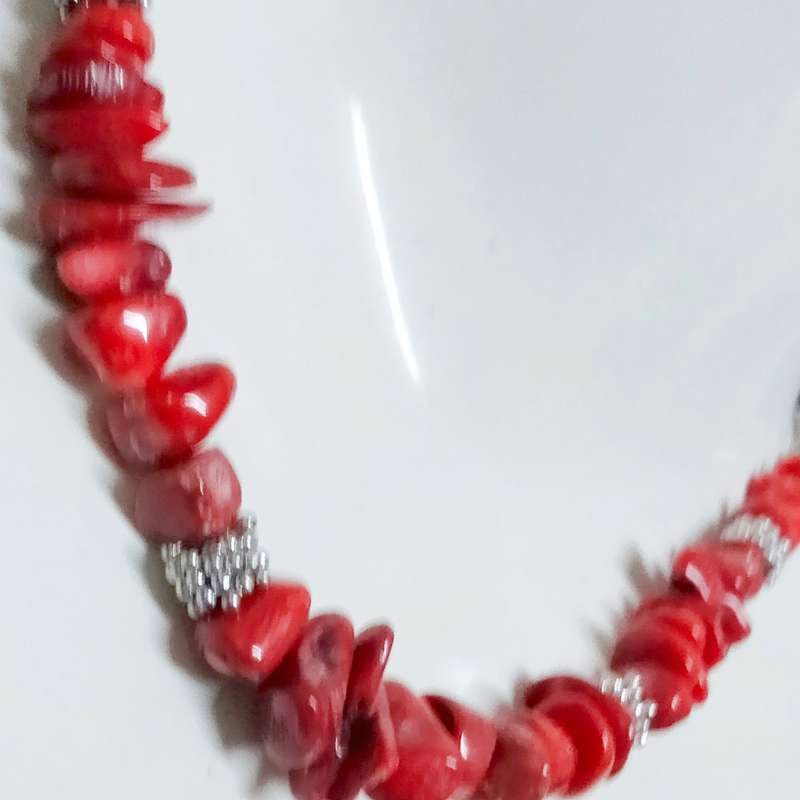 Necklace RED JASPER QUARTZ Acorn red grey quartz veins mix small Chunky semi PRECIOUS GEMSTONE+Chain