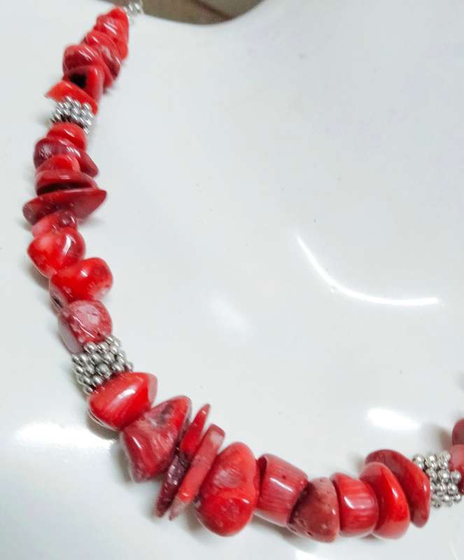 Necklace RED JASPER QUARTZ Acorn red grey quartz veins mix small Chunky semi PRECIOUS GEMSTONE+Chain