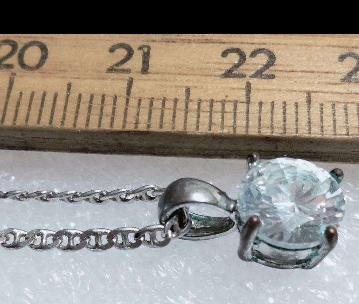 Necklace +Chain Sterling silver stamp 925  pendant large faceted cut stone Chain stamp Italy 925