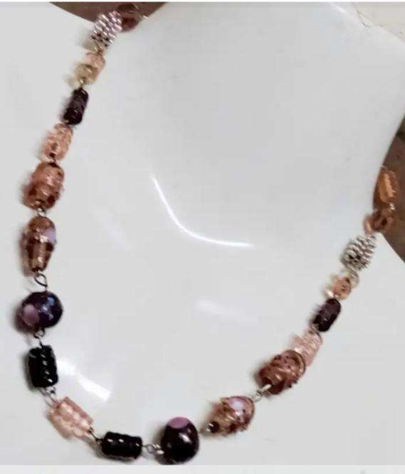 NECKLACE  MURANO Italian - WEDDING CAKE- handcrafted lampwork glass Vintage + other mix