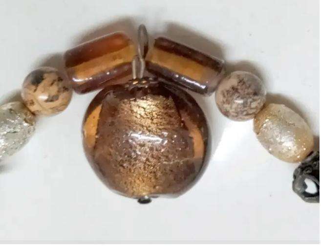 NECKLACE  MURANO Italian SILVER FOIL Largest Central -Handcrafted Lampwork glass Vintage +other mix