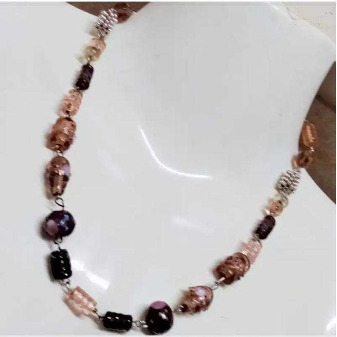 NECKLACE  MURANO Italian - WEDDING CAKE- handcrafted lampwork glass Vintage + other mix
