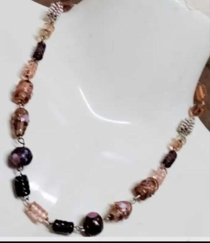 NECKLACE  MURANO Italian - WEDDING CAKE- handcrafted lampwork glass Vintage + other mix