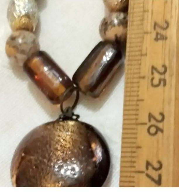 NECKLACE  MURANO Italian SILVER FOIL Largest Central -Handcrafted Lampwork glass Vintage +other mix