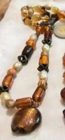 NECKLACE  MURANO Italian SILVER FOIL Largest Central -Handcrafted Lampwork glass Vintage +other mix