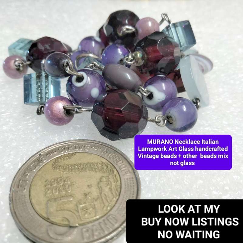 NECKLACE  MURANO Italian -  ART GLASS - handcrafted lampwork glass Vintage + other mix