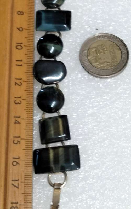 1970 Bracelet - TIGER EYE -Semi Precious Gemstone  Gold tone metal LOOK at my BUY NOW NO WAITING