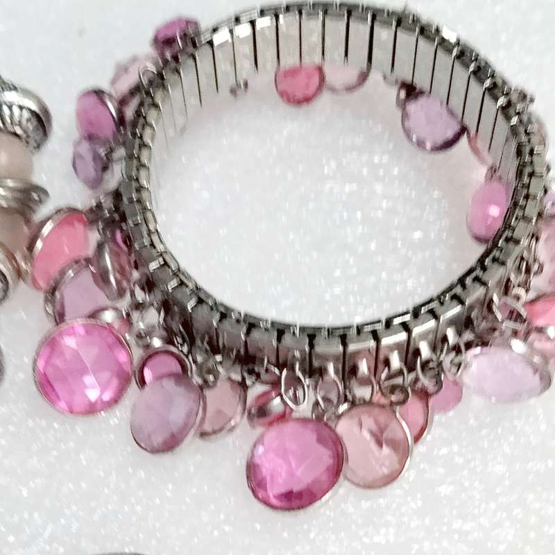 Bracelets 3 one stretch - mixture of Vintage MURANO Lampwork glass beads +charms +or spacers metal