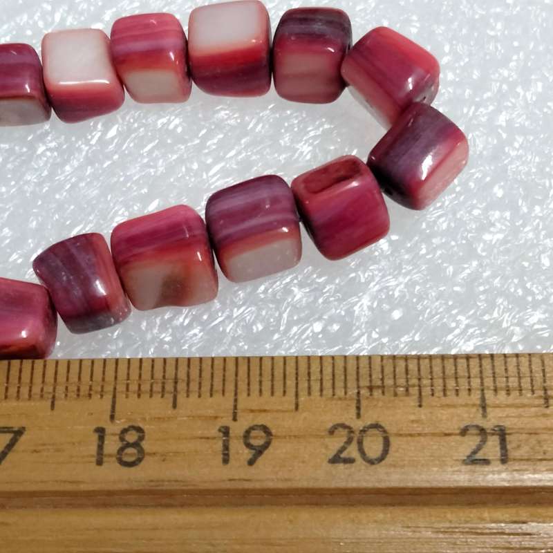 2 Necklaces Gemstones PINK+Gold Brown square cube Indian agate beads Art deco style