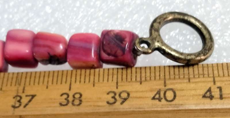 2 Necklaces Gemstones PINK+Gold Brown square cube Indian agate beads Art deco style
