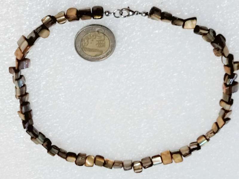 2 Necklaces Gemstones PINK+Gold Brown square cube Indian agate beads Art deco style