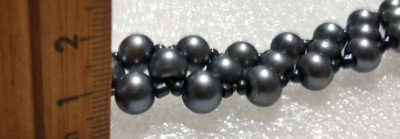 BRACELET 2 vintage 1 stretch TENNIS crystals  Faux Pearls deep grey