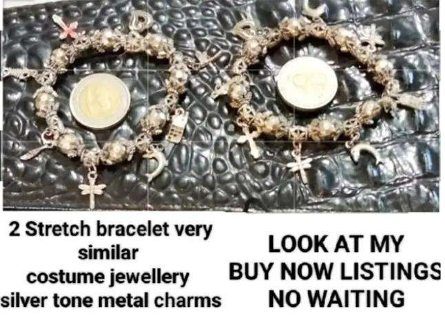 Similar Bracelets 2 Stretch charms Silver Tone costume jewellery look at my Buy Now items No Waiting