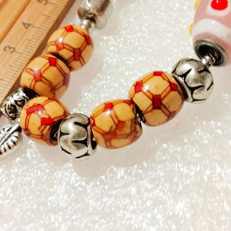 BRACELETS 2 vintage -1 European LARGE MURANO glass+1 stretch Red big Wood beads mix other
