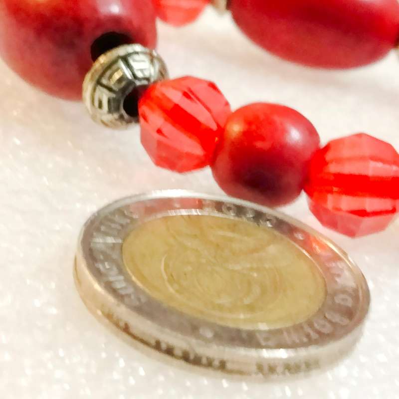 BRACELETS 2 vintage -1 European LARGE MURANO glass+1 stretch Red big Wood beads mix other