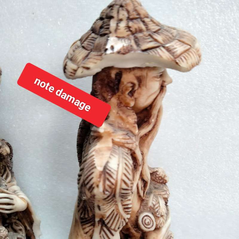 2 SET Man+Lady ORIENTAL figurines-Intricately carved details  COMPOSITE materials -All fo1 BID-chips