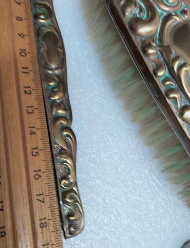 1900s Antique Art Nouveau Clothes Brush+Brush+Comb Set -Silver Plated all lost -Showing ware