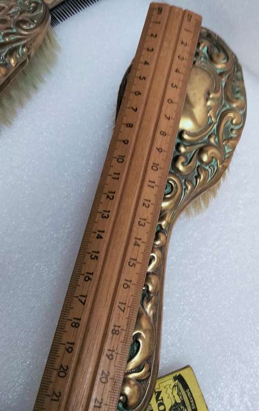 1900s Antique Art Nouveau Clothes Brush+Brush+Comb Set -Silver Plated all lost -Showing ware