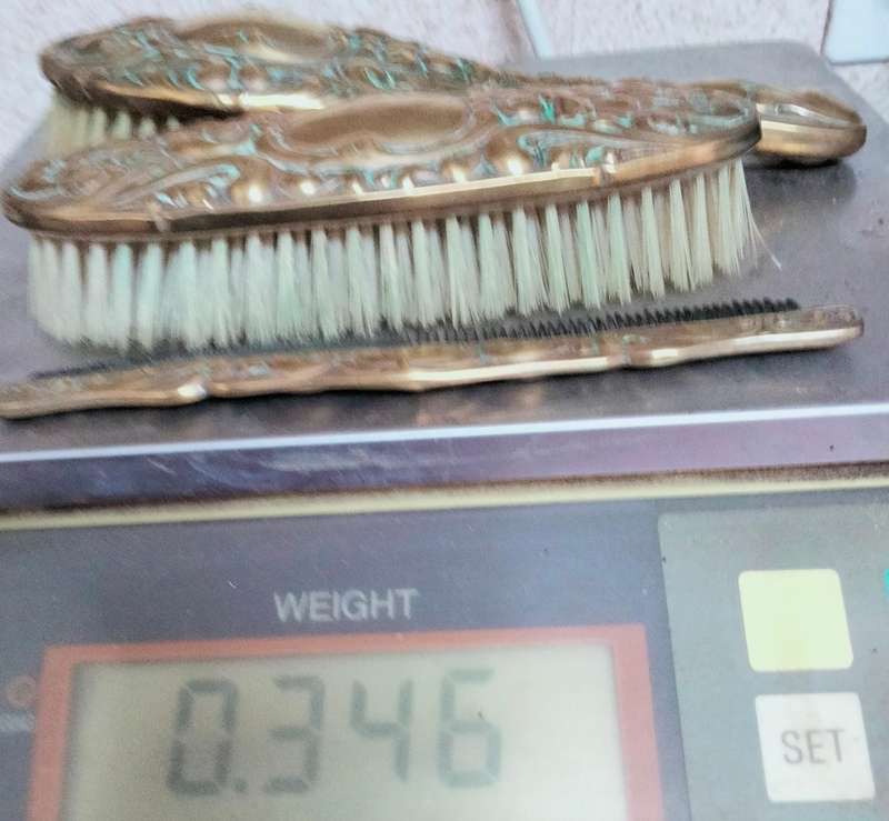 1900s Antique Art Nouveau Clothes Brush+Brush+Comb Set -Silver Plated all lost -Showing ware