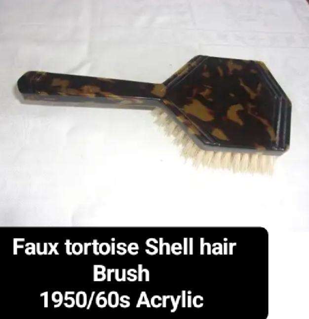 Vintage Hand held hair Brush faux Tortoise Shell +Clothes Brush DALINA  circa 1950/60s