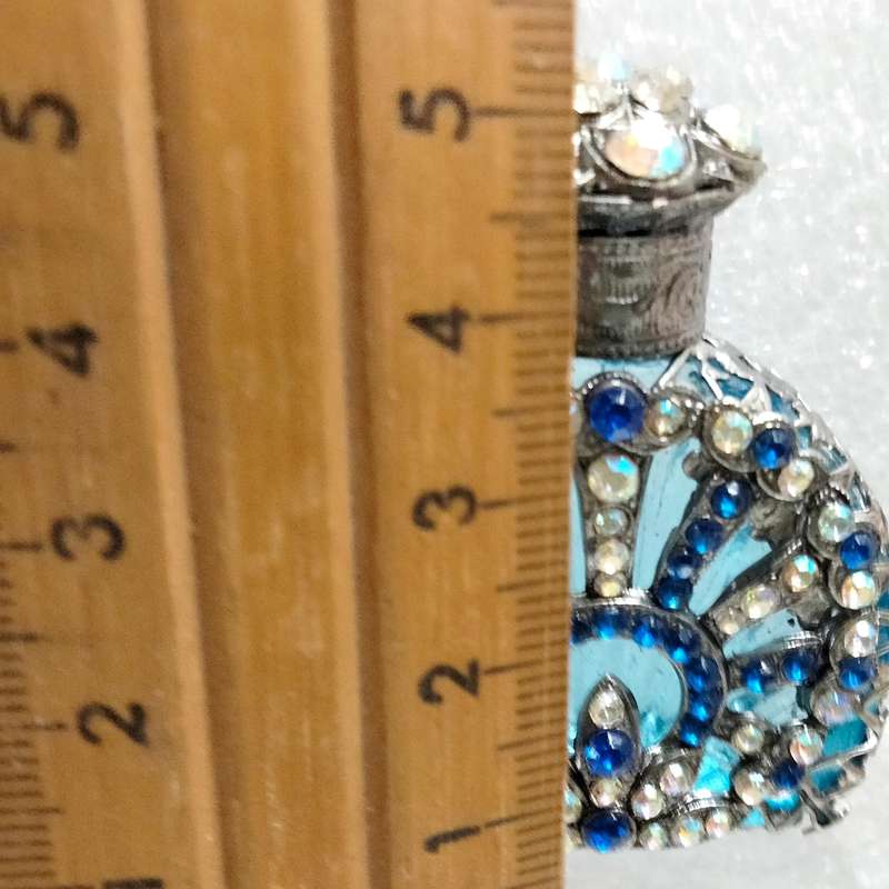 1 Czechoslovakia Perfume bottle blue Silver tone overlay Handcrafted Exceptional
