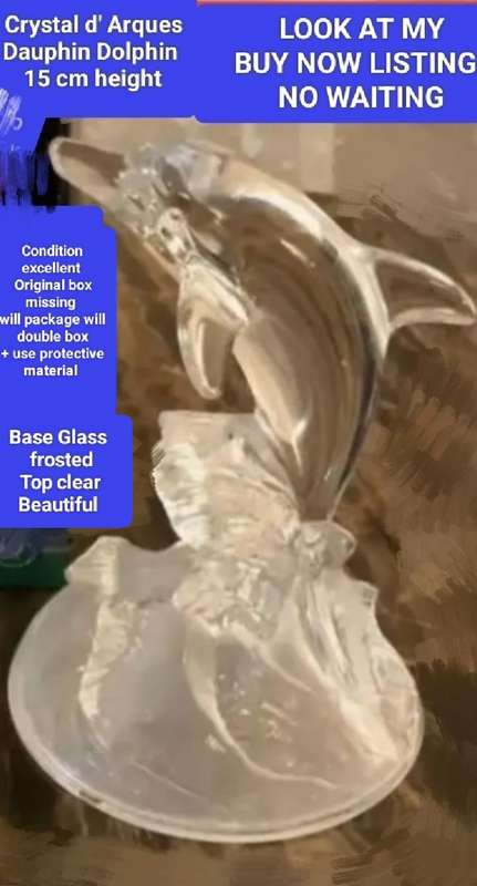 Cristal d' Arques dauphin dolphin CRYSTAL Frosted base+Clear top Look at my Buy Now items No Waiting