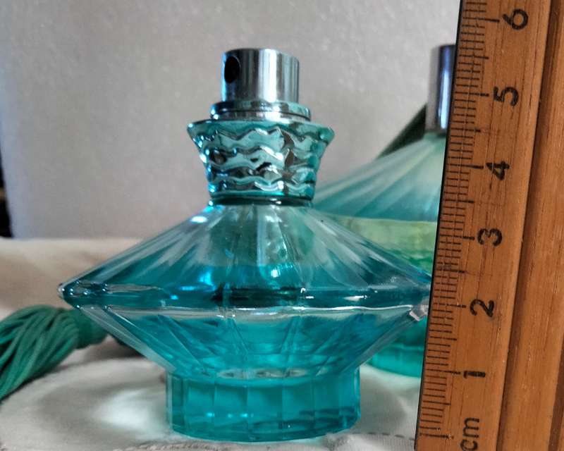 2 Perfume bottles Britney Spears blue glass 1has tassel+pump EmptyLOOK At My BUY NOW itemsNO WAITING
