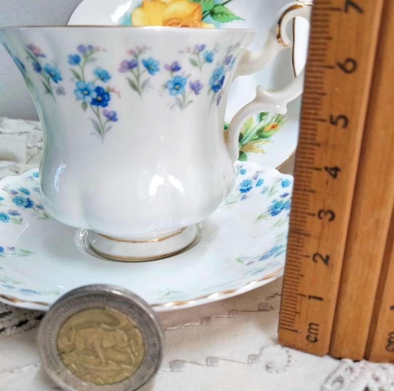 ROYAL ALBERT 1 duo demitasse+Normal-2 saucers+1 cake plate+1 saucer Look at my Buy Now - No Waiting