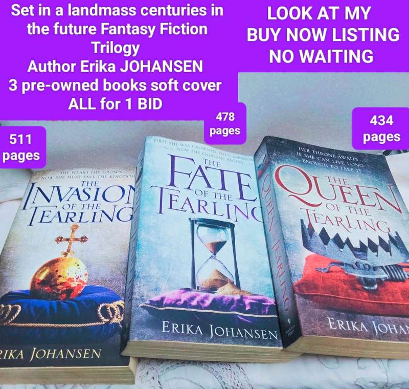 ERIKA JOHANSEN -3 books - The Queen of THE TEARLING + The FATE of the TEARLING- Pre-owned Softcover
