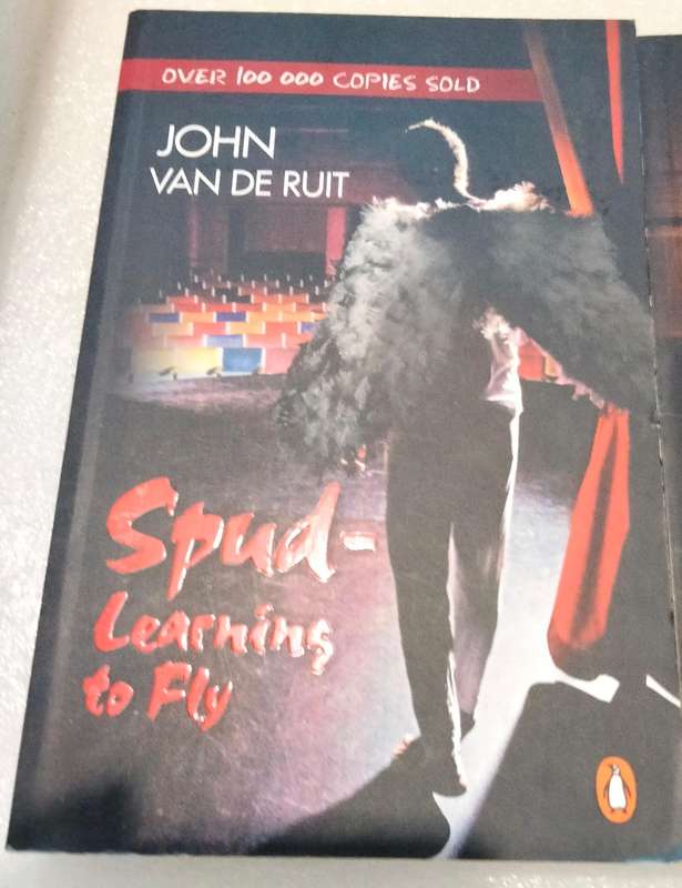 2 books -Author John Van De Ruit SPUD Learning to Fly+Exit,Pursued by a Bear- Pre-owned -Softcover