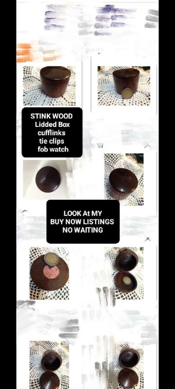 STINK WOOD cylindrical Box Cufflinks-Look at my Buy Now listings No Waiti