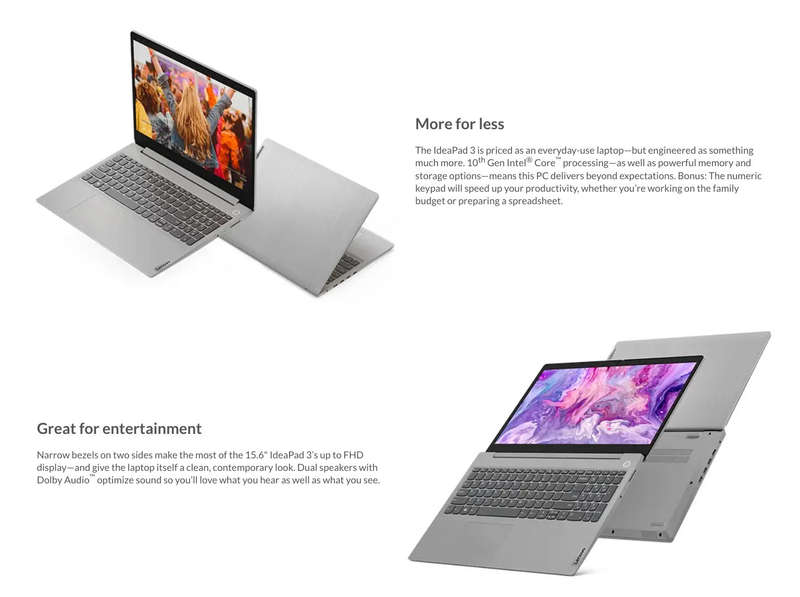 15.6" Lenovo IdeaPad 3 Notebook 256GB - Intel Core i3 / 4GB /  256GB SSD + 1TB HDD (New | Open Box)