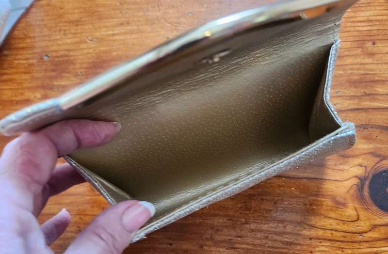 Silver clutch handbag