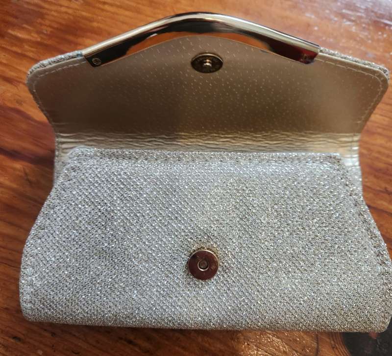 Silver clutch handbag