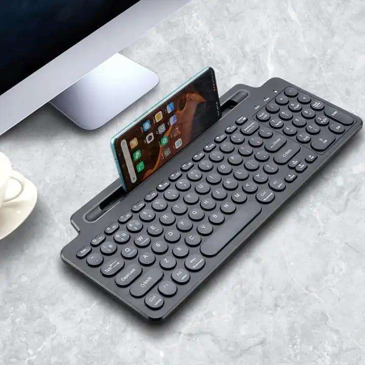 Buysave Keyboard Medium Size with Wireless & Bluetooth incl built in phone holder + Free Gift