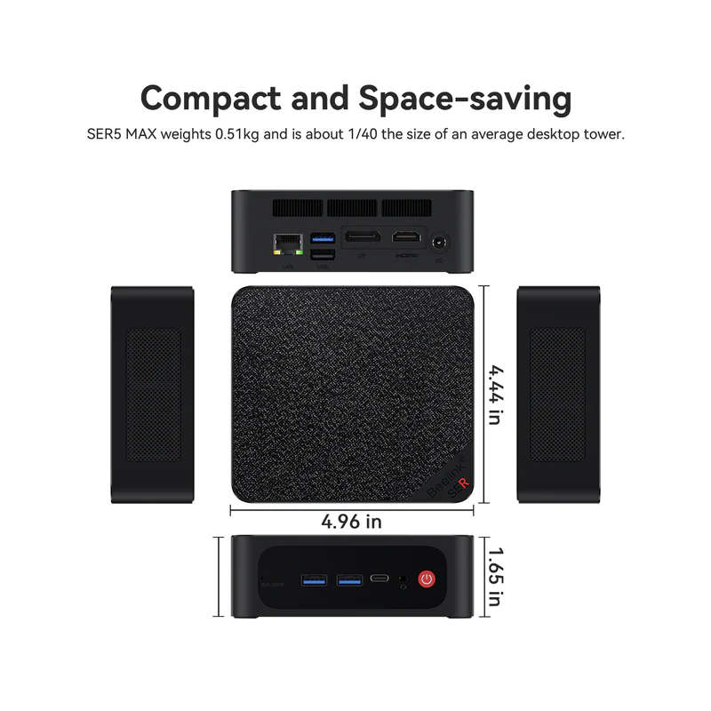 Beelink Mini PC SER5 MAX, AMD Ryzen 7, 4.4Ghz 5800 512GB 16GB Win 11