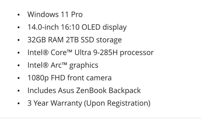 Asus Zenbook Duo Intel® Core Ultra 9-285H 32GB RAM 2TB SSD OLED Laptop