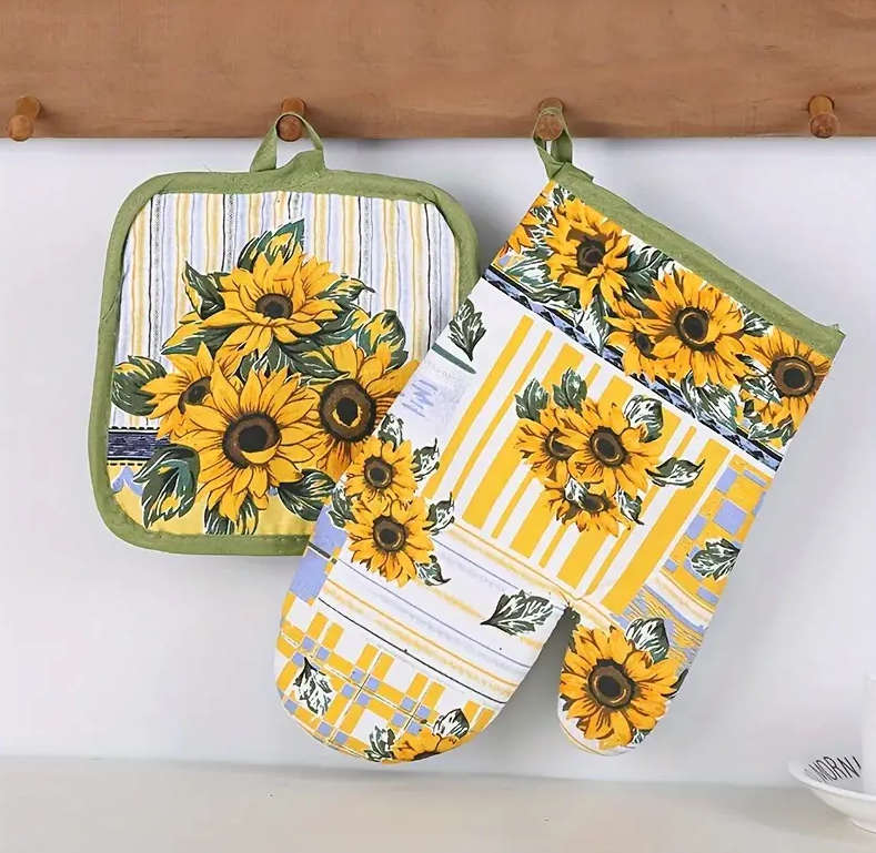 Sunflower Pot Holder and oven Glove - 2 Pack