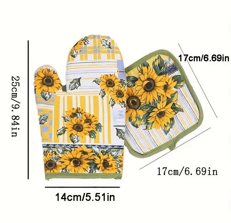 Sunflower Pot Holder and oven Glove - 2 Pack