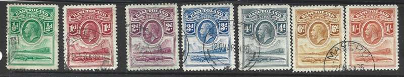 Basutoland KGV used short set to 1/- as scanned