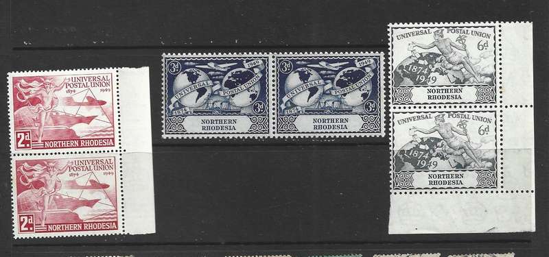Nprthern Rhodesia Part MNH set UPU in pairs