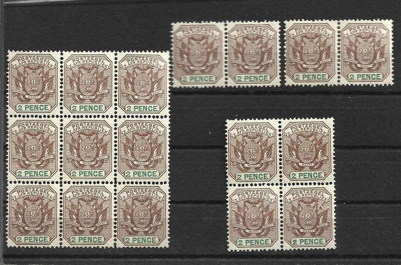 Zuid Afrikaansche Republiek SACC 225 MNH 2d  Blocks and pairs all MNH Back also scanned