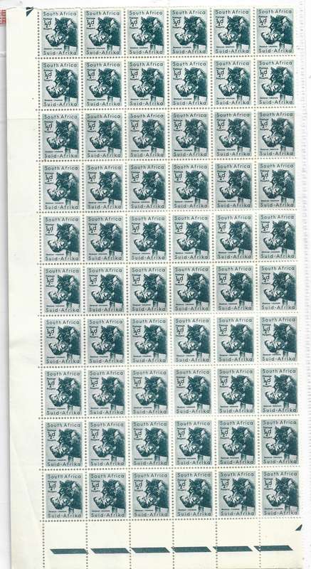 SACC 169 half penny warthog MNH part sheet of 60 W/M coat of arms