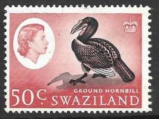 Swaziland  1962 definitve issue 50c MNH Ground Hornbill Cat R400