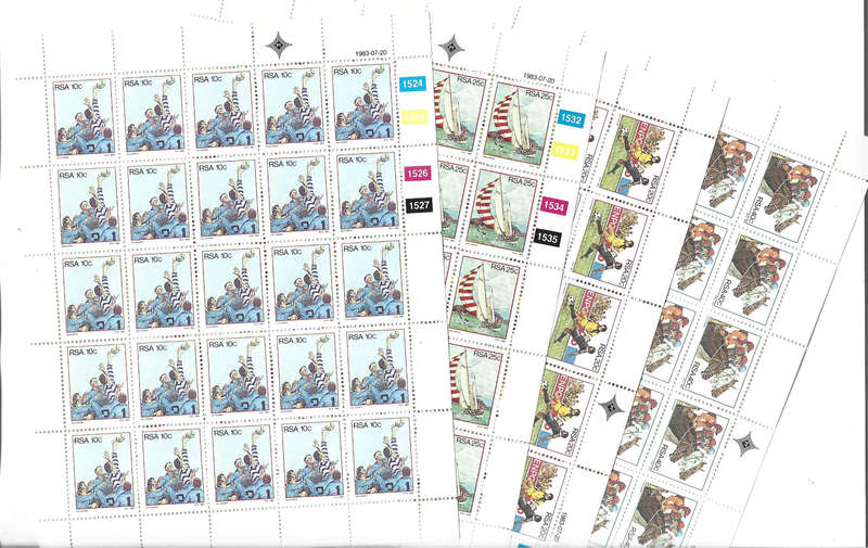 RSA 1983 set in MNH full sheets of 25  Sport Activities in SA as scanned