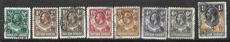 Northern Rhodesia KGV11 fine used set to 5/- two scans