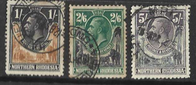 Northern Rhodesia KGV11 fine used set to 5/- two scans