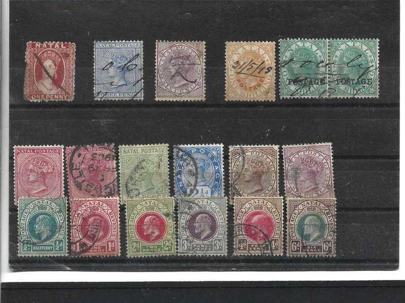 Natal Victoria and Edward used  ,top row Victoria postage used as revenues as scanned
